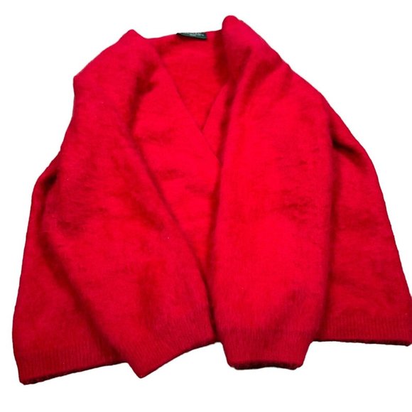 Vintage Parkhurst Red Buttoned Angora Rabbit Hair Cardigan Sweater Women's Sz M‎ - Picture 5 of 12